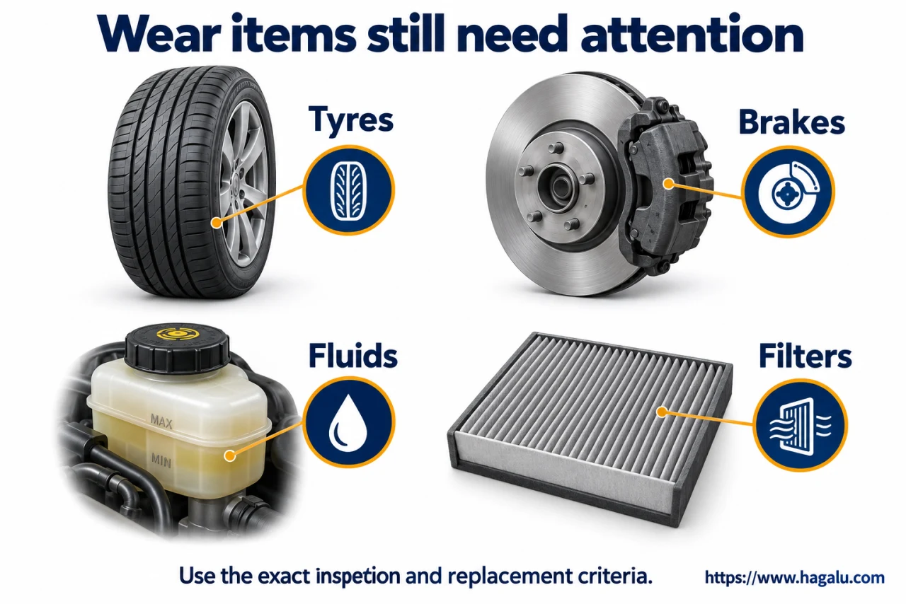 An item wearing out is not automatically a manufacturing defect. Simplified Hagalu educational illustration.