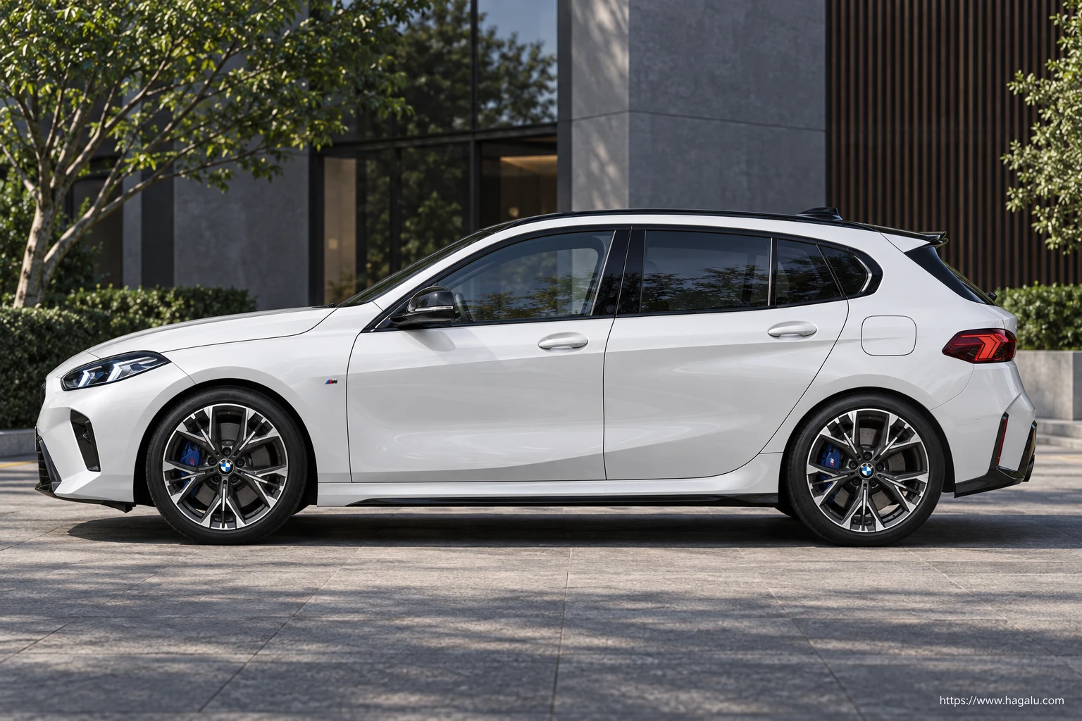 BMW 1 Series full side profile showing the roofline, doors and wheel design in South Africa