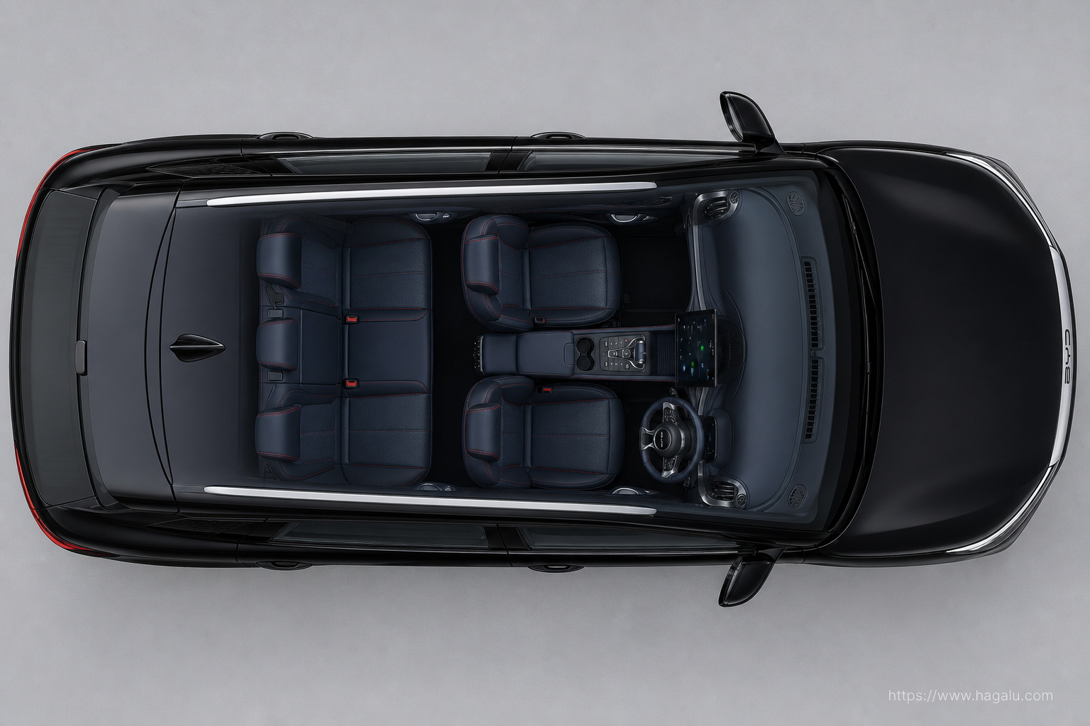 BYD ATTO 3 top-down seating layout showing the roof design and cabin arrangement in South Africa