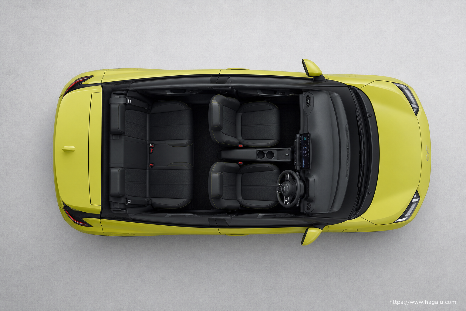 BYD DOLPHIN SURF top-down seating layout showing the roof design and cabin arrangement in South Africa