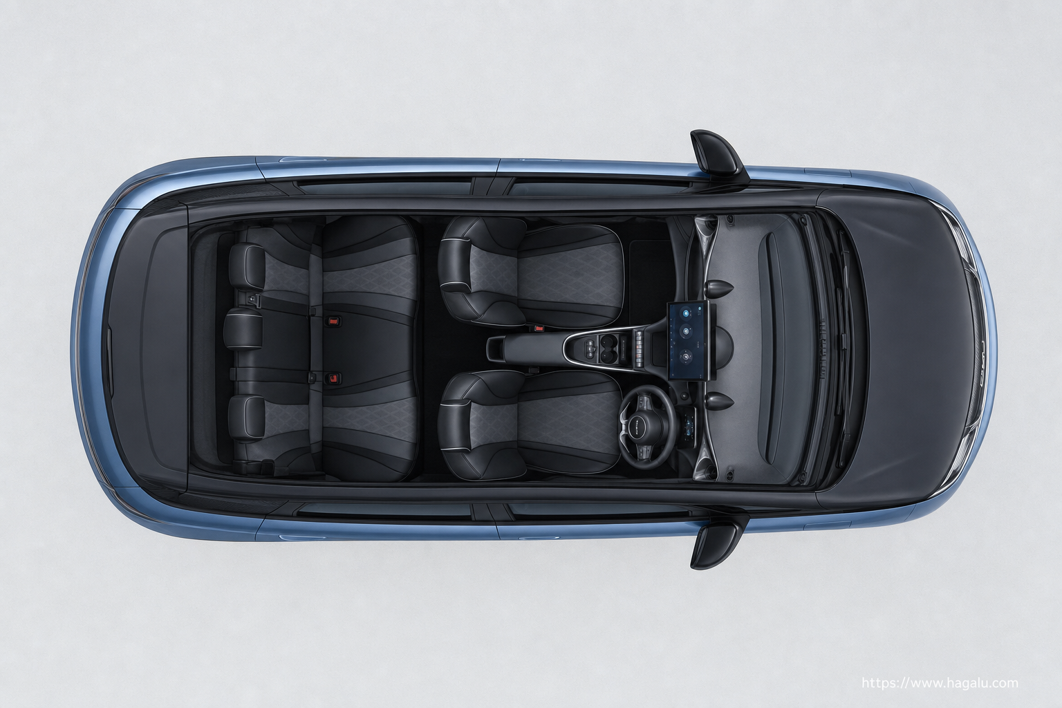 BYD DOLPHIN top-down seating layout showing the roof design and cabin arrangement in South Africa