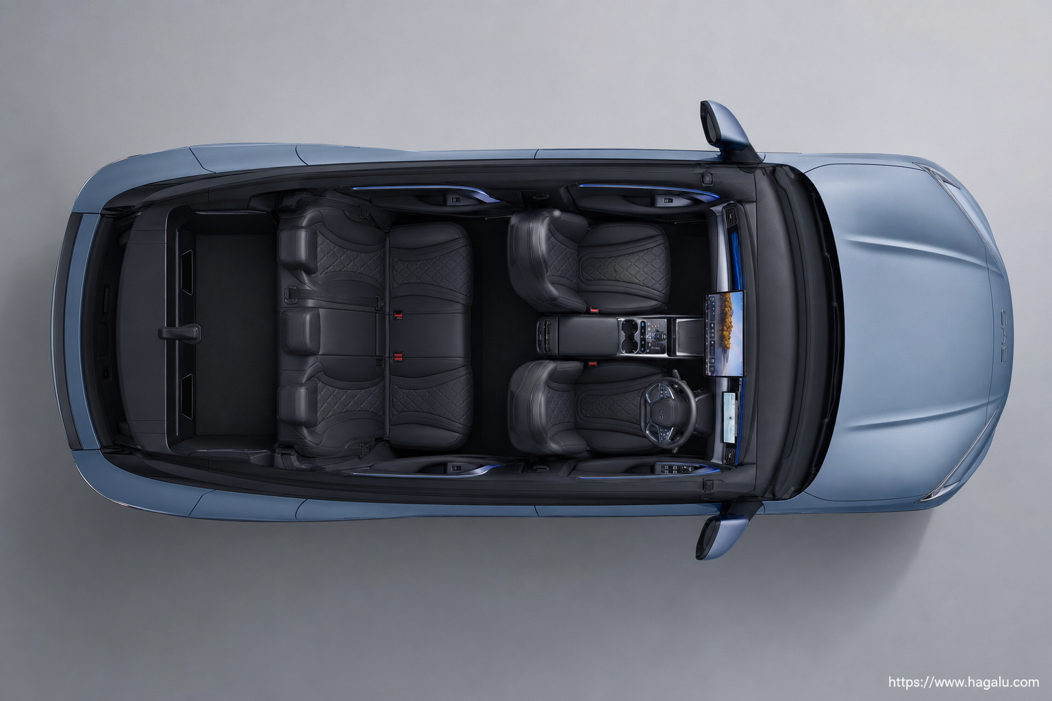 BYD SEALION 7 top-down seating layout showing the roof design and cabin arrangement in South Africa