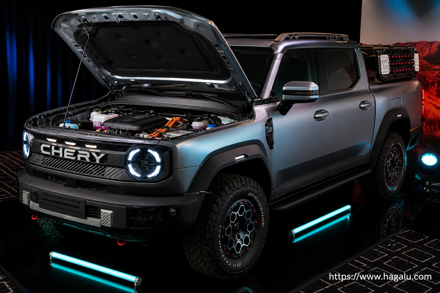 Chery KP31 open bonnet and powertrain bay showing the under-bonnet layout in South Africa