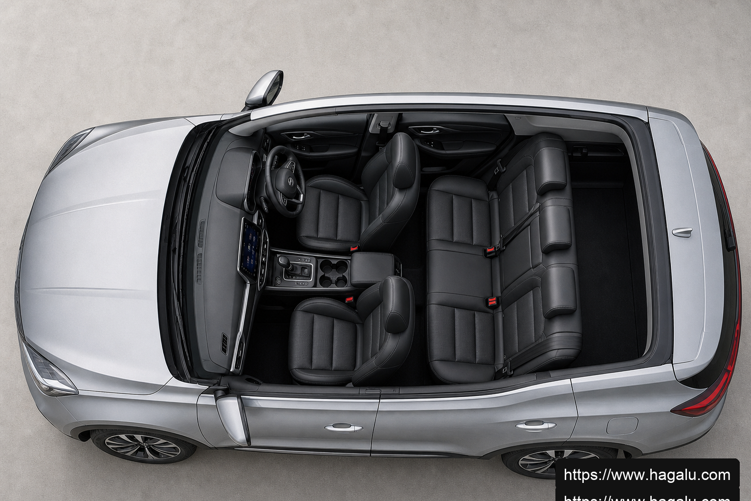 Chery Tiggo 7 PHEV top-down seating layout showing the roof design and cabin arrangement in South Africa