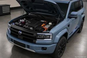 DENZA B5 open bonnet and powertrain bay showing the under-bonnet layout in South Africa