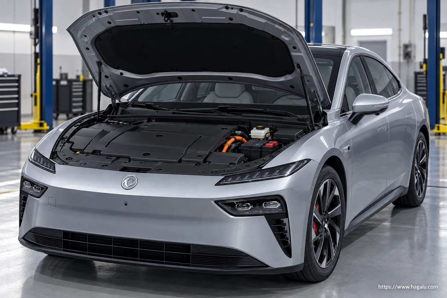 Dongfeng 007 open bonnet with a covered electric service area and front body details in South Africa
