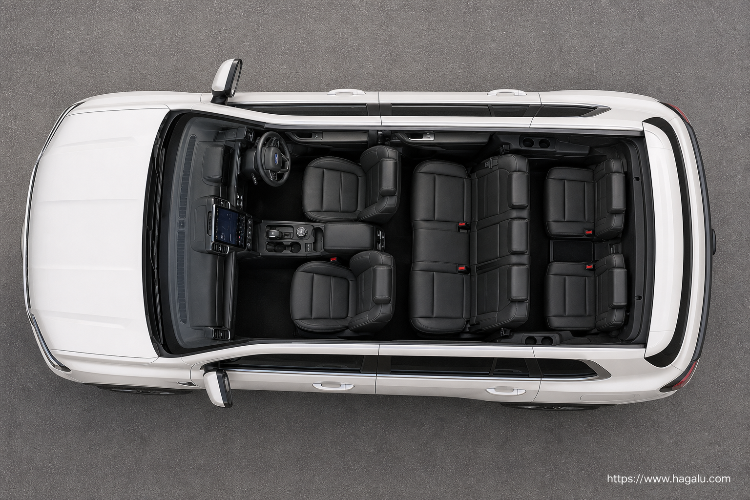 Ford Everest top-down seating layout showing the roof design and cabin arrangement in South Africa