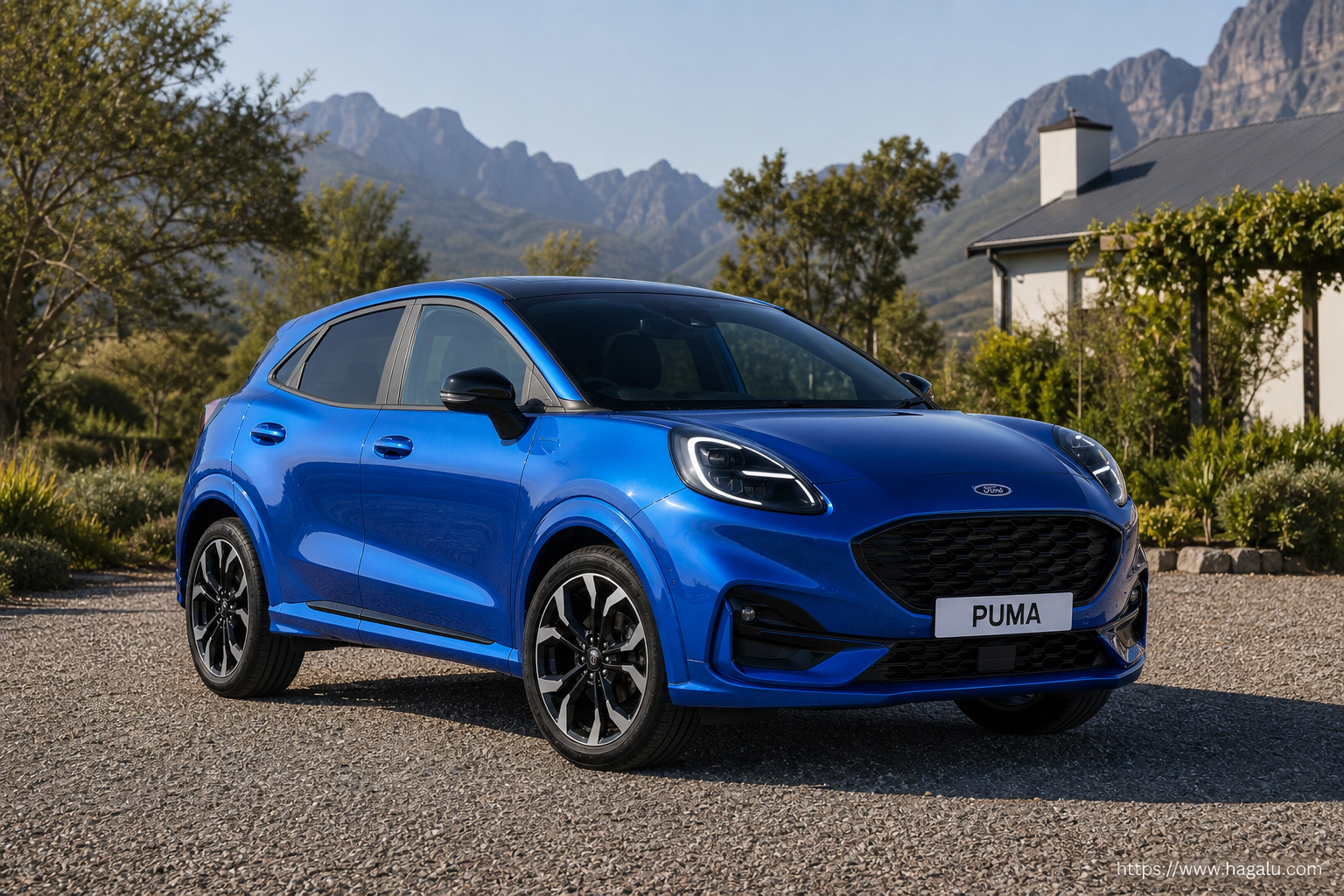 Ford Puma front three-quarter exterior showing the grille, headlights and body design in South Africa