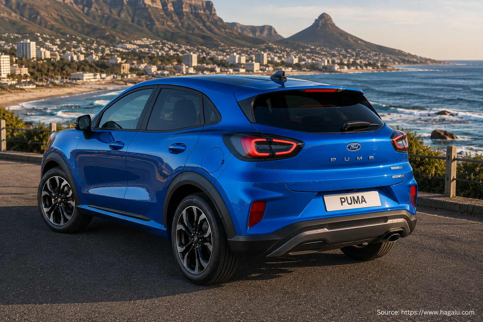 Ford Puma full side profile showing the roofline, doors and wheel design in South Africa
