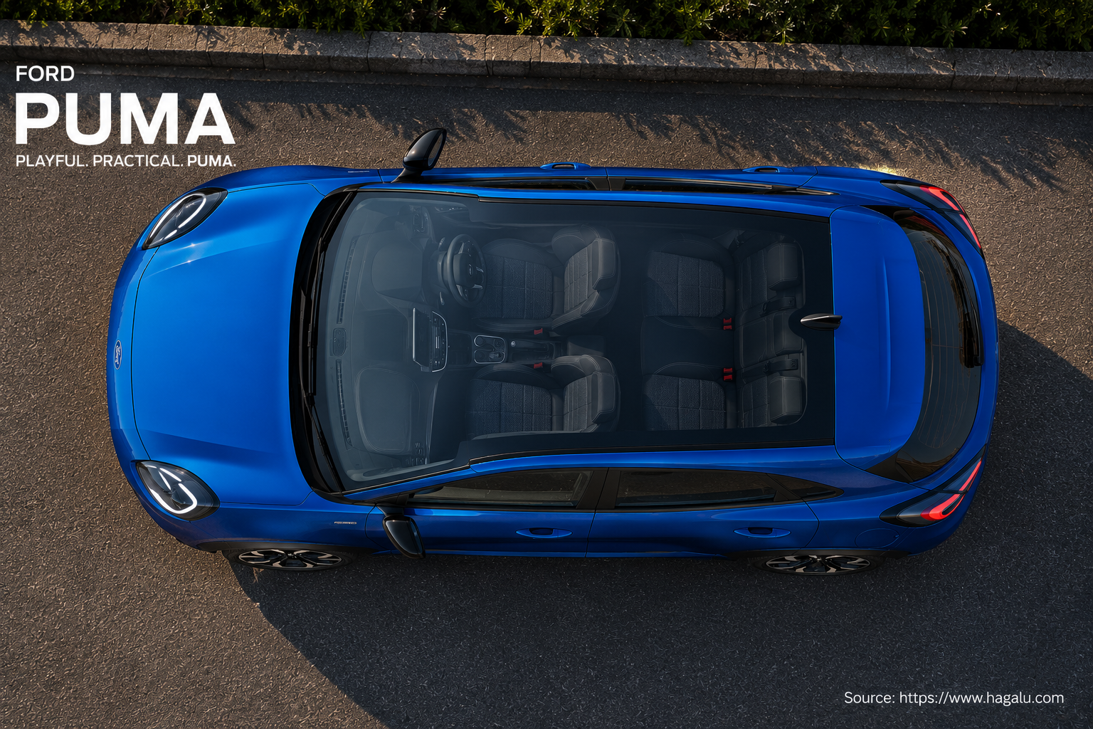 Ford Puma top-down seating layout showing the roof design and cabin arrangement in South Africa