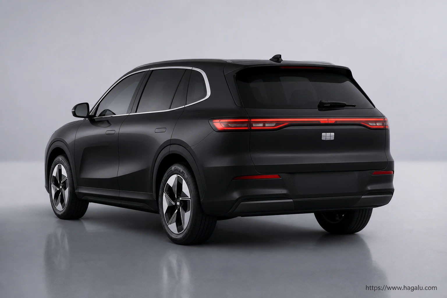 Geely E5 Electric rear three-quarter exterior showing the taillights, tailgate and rear design in South Africa
