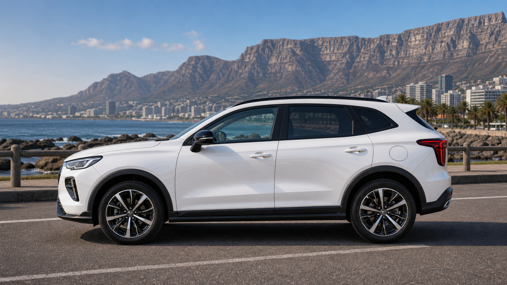 GWM Jolion GT full side profile showing the roofline, doors and wheel design in South Africa