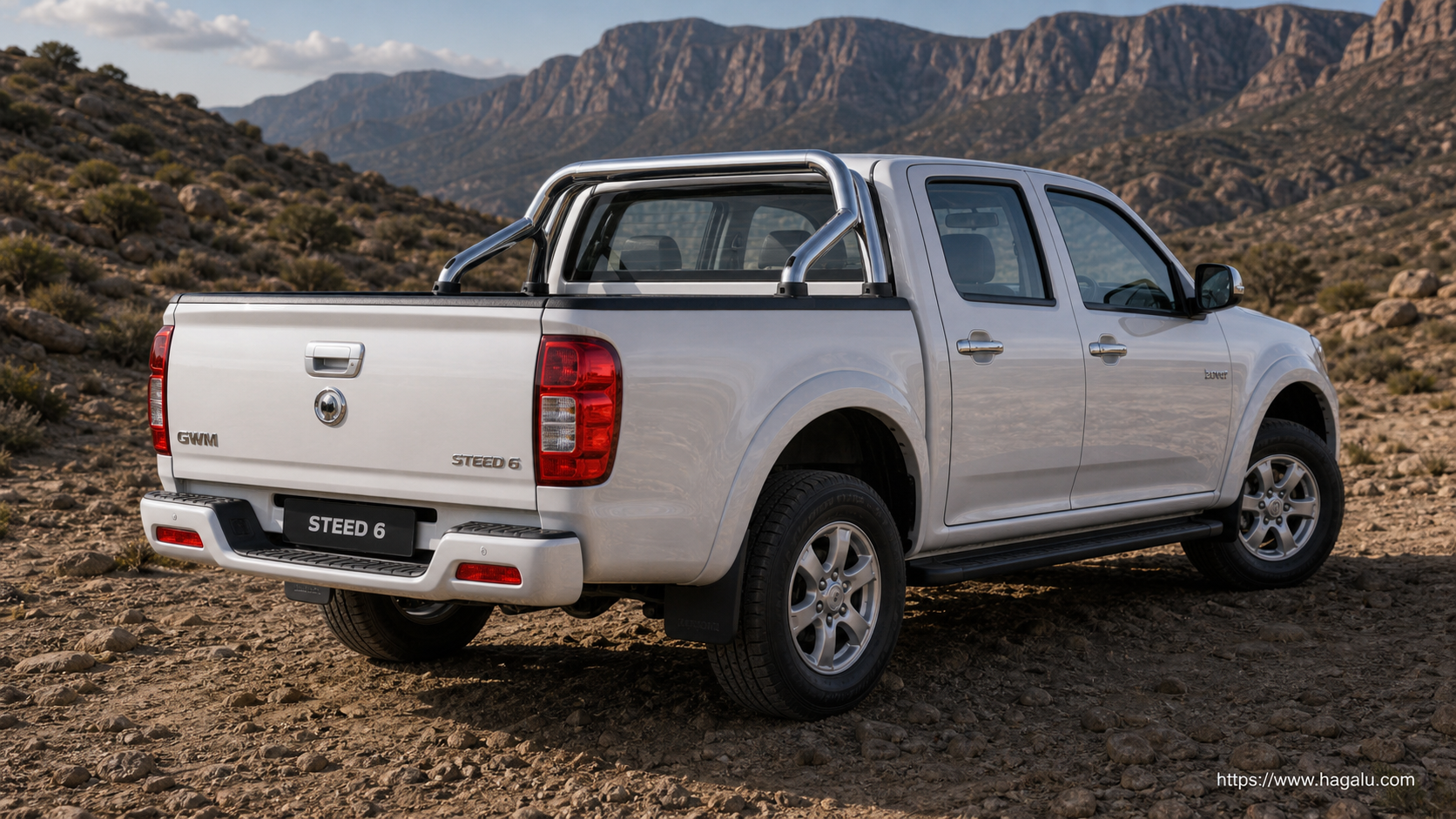 GWM Steed 6 rear three-quarter exterior showing the taillights, tailgate and rear design in South Africa
