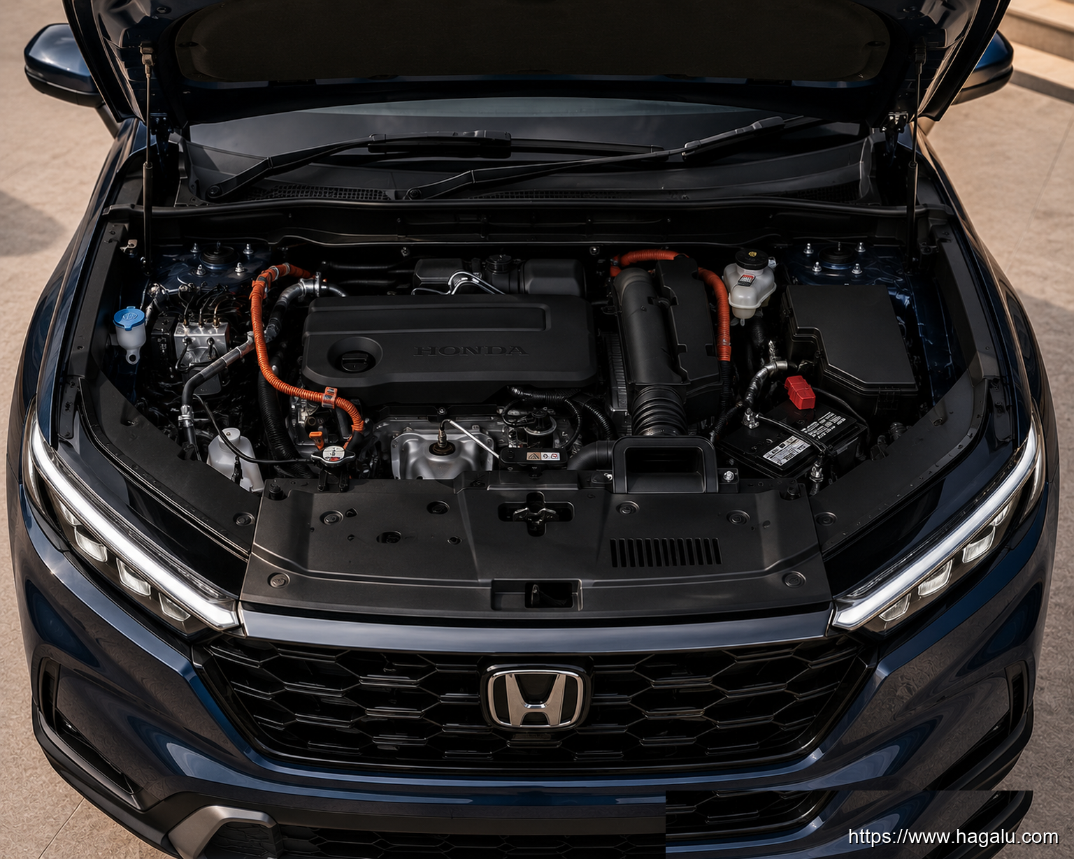 Honda CR-V open bonnet and powertrain bay showing the under-bonnet layout in South Africa