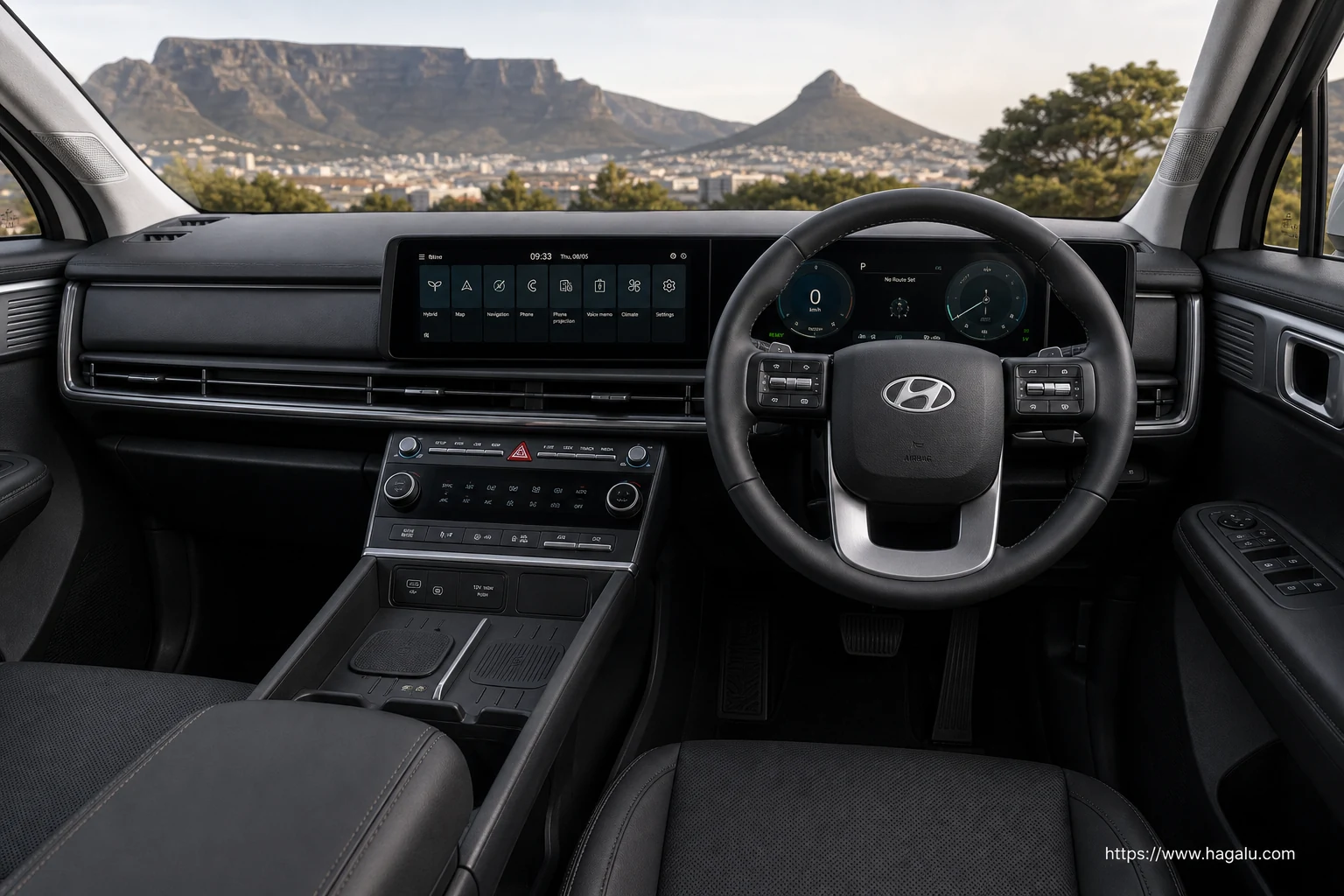 Hyundai Santa Fe Hybrid interior view 1 for South African vehicle comparison