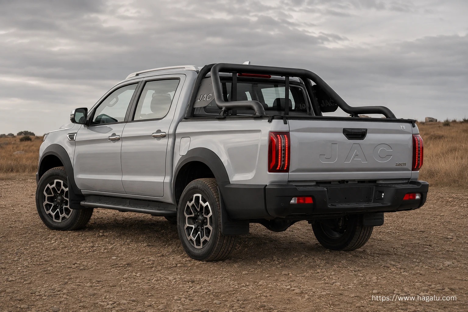 JAC T9 Double Cab rear three-quarter exterior showing the taillights, tailgate and rear design in South Africa