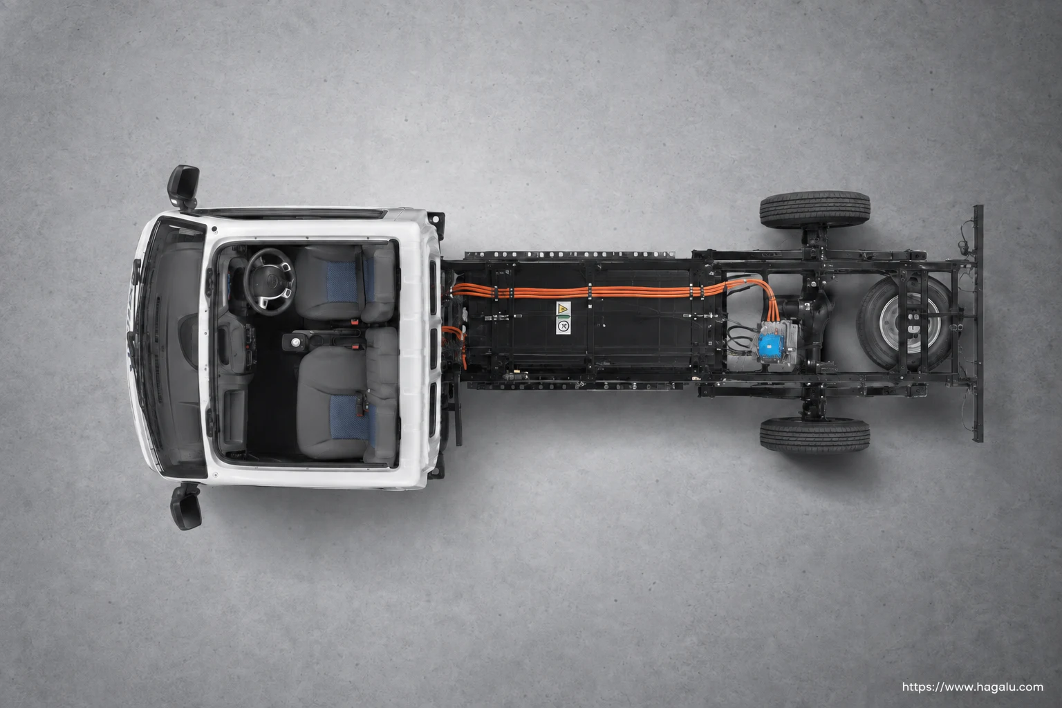 JAC X200 EV top-down seating layout showing the roof design and cabin arrangement in South Africa