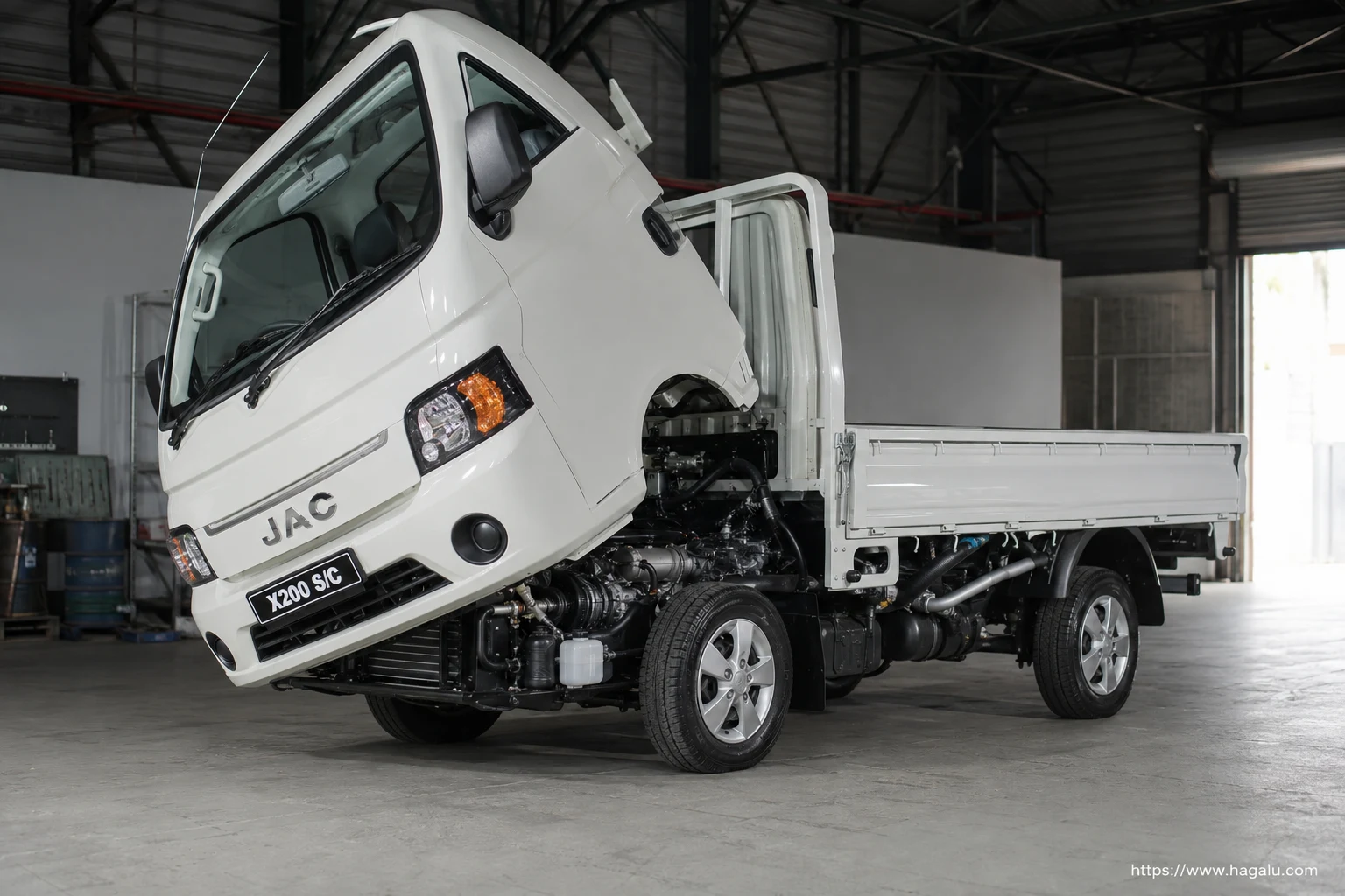 JAC X200 Single Cab open bonnet and powertrain bay showing the under-bonnet layout in South Africa