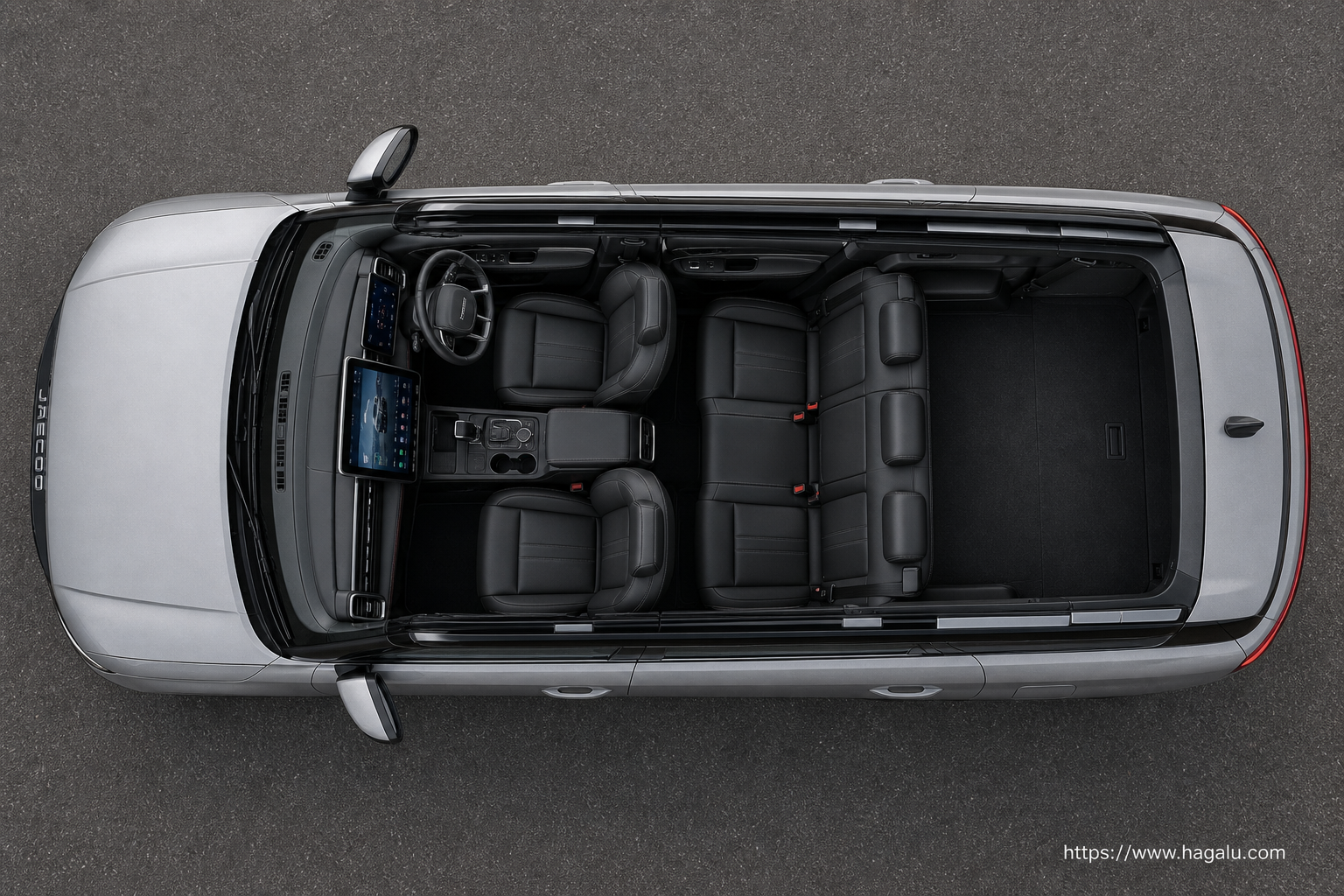 Jaecoo J7 top-down seating layout showing the roof design and cabin arrangement in South Africa
