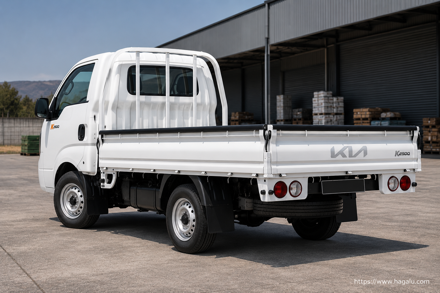 KIA K2500 rear three-quarter exterior showing the taillights, tailgate and rear design in South Africa