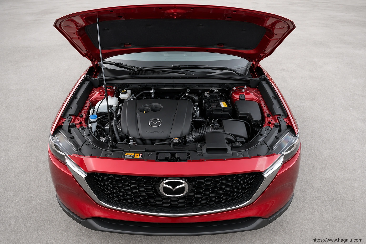 Mazda All-New CX-5 open bonnet and powertrain bay showing the under-bonnet layout in South Africa