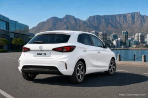 Mg MG3 rear three-quarter exterior showing the taillights, tailgate and rear design in South Africa