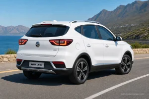 Mg ZS rear three-quarter exterior showing the taillights, tailgate and rear design in South Africa