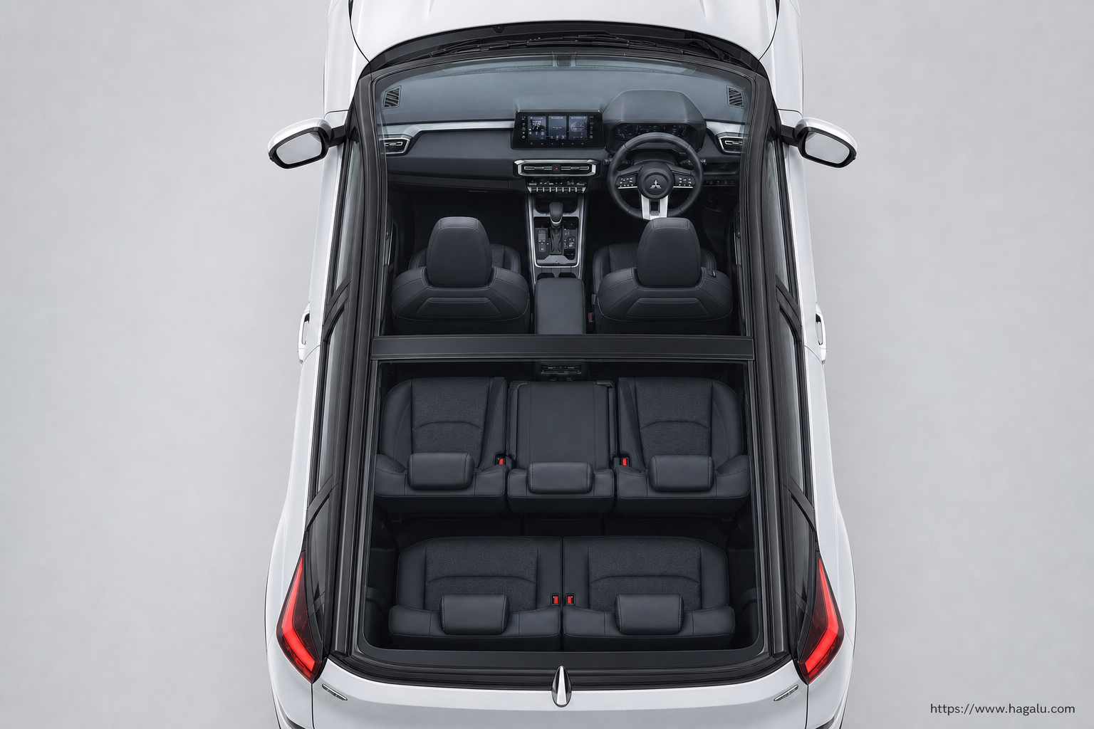Mitsubishi Destinator top-down seating layout showing the roof design and cabin arrangement in South Africa