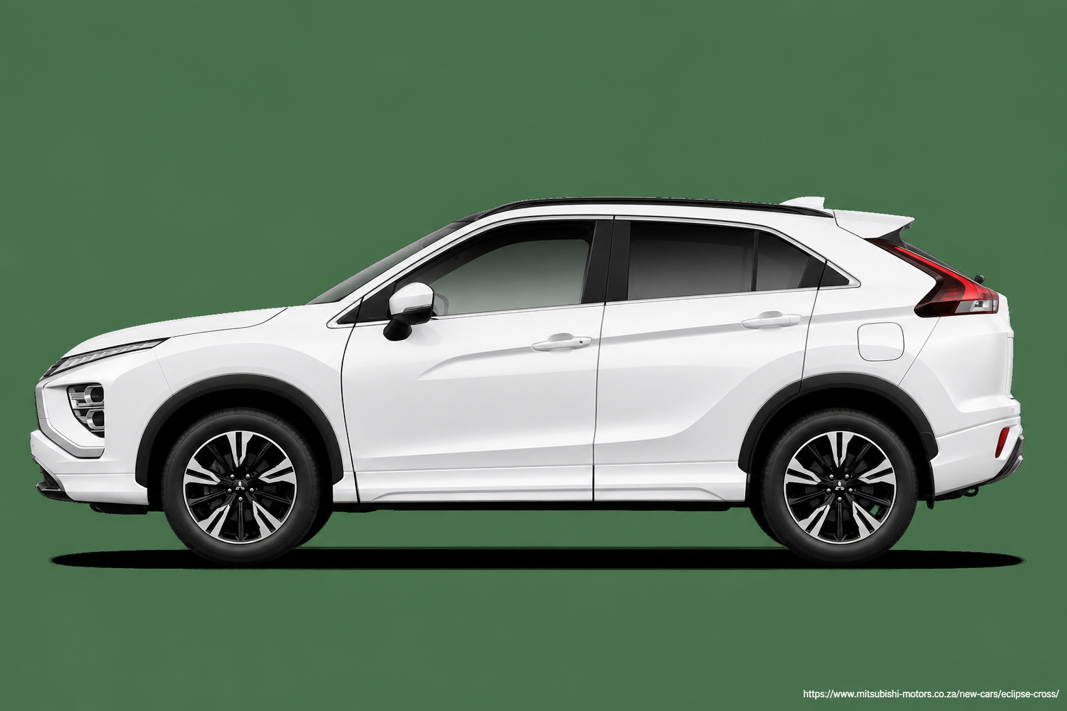 Mitsubishi Eclipse Cross full side profile showing the roofline, doors and wheel design in South Africa