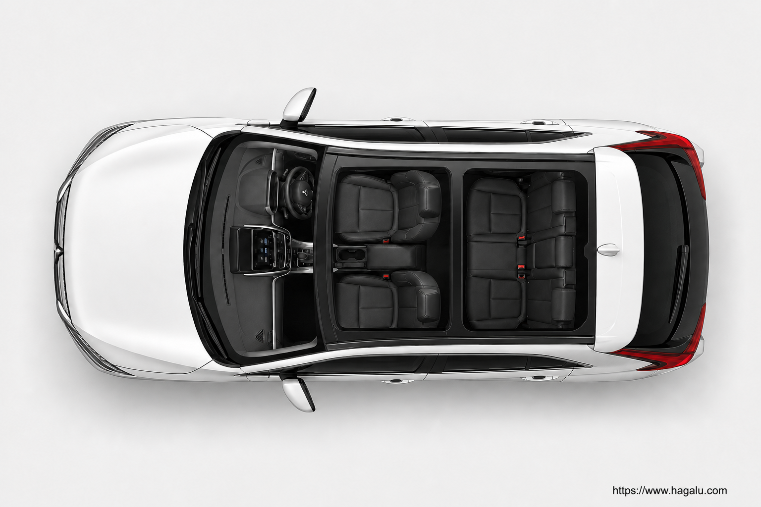 Mitsubishi Eclipse Cross top-down seating layout showing the roof design and cabin arrangement in South Africa