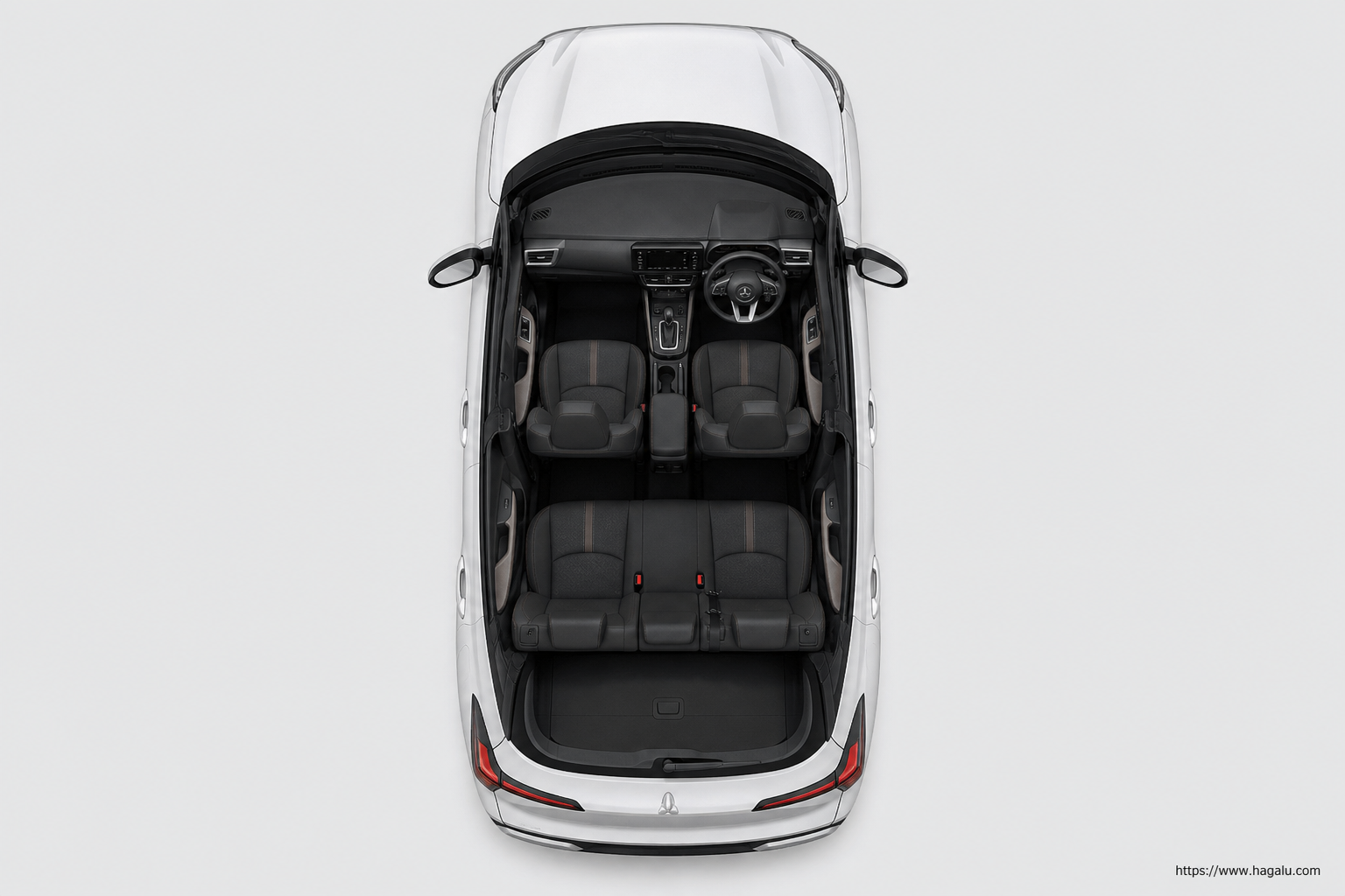 Mitsubishi Outlander Sport top-down seating layout showing the roof design and cabin arrangement in South Africa