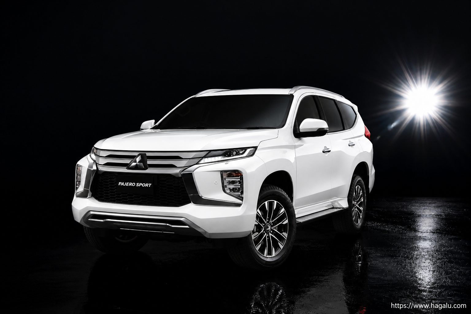 Mitsubishi Pajero Sport front three-quarter exterior showing the grille, headlights and body design in South Africa