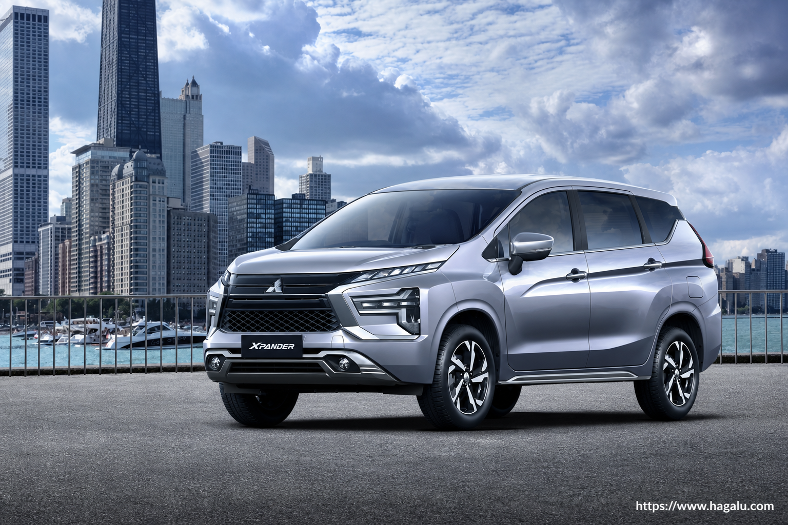 Mitsubishi Xpander front three-quarter exterior showing the grille, headlights and body design in South Africa