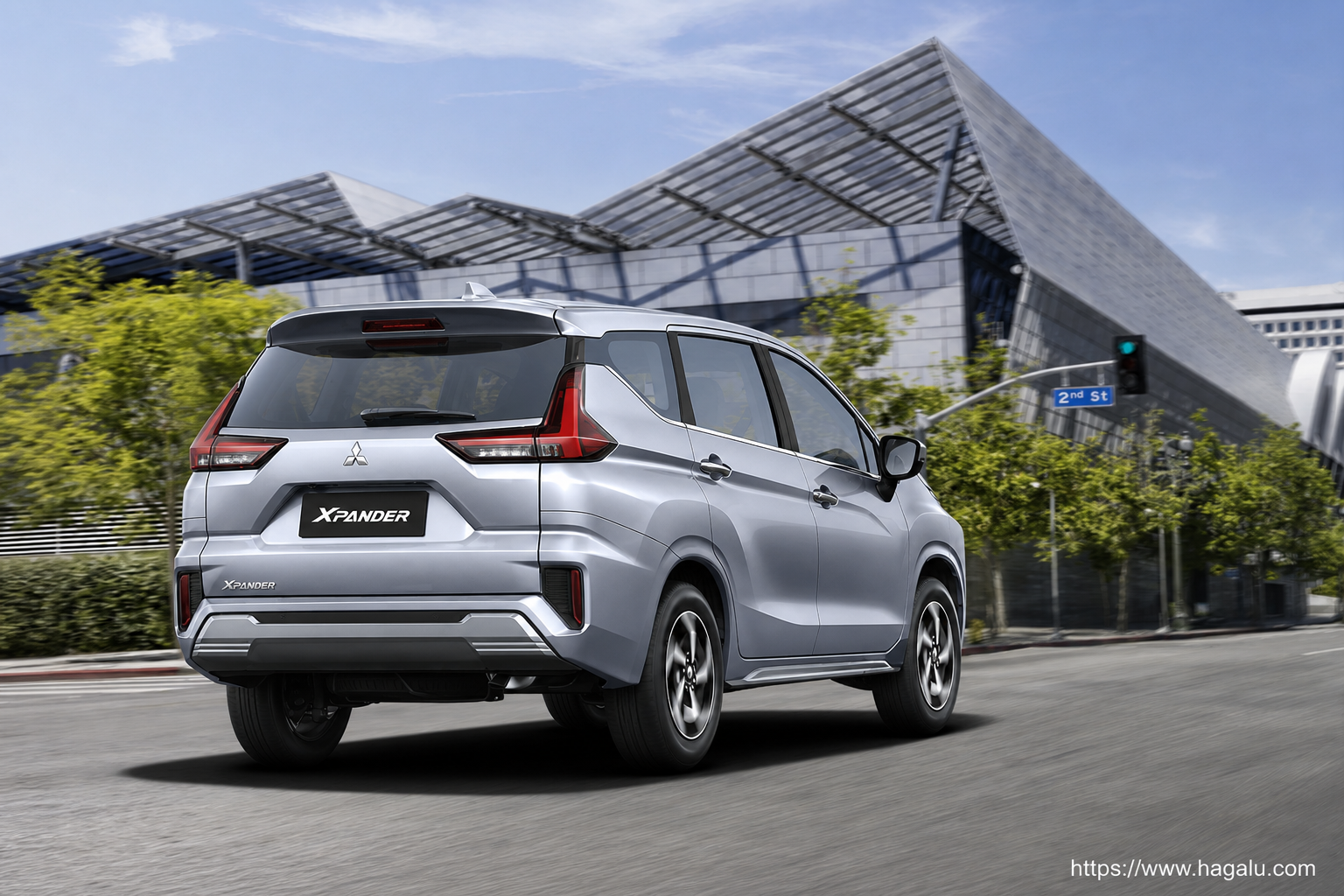 Mitsubishi Xpander rear three-quarter exterior showing the taillights, tailgate and rear design in South Africa