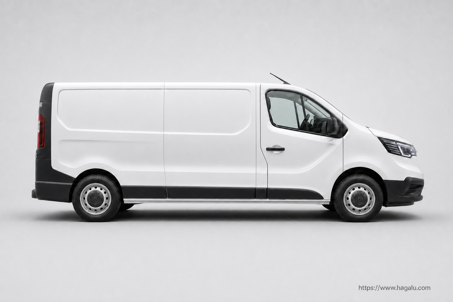 Renault Trafic Panel Van full side profile showing the roofline, doors and wheel design in South Africa