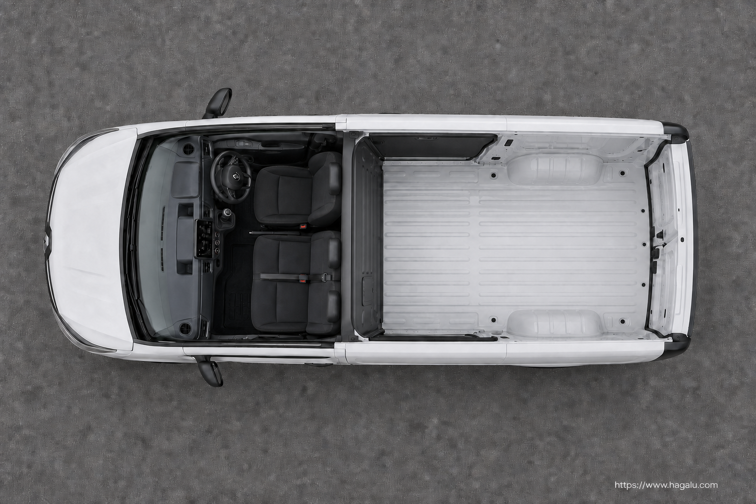 Renault Trafic Panel Van top-down seating layout showing the roof design and cabin arrangement in South Africa