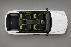 Rolls-Royce Black Badge Cullinan top-down seating layout showing the roof design and cabin arrangement in South Africa