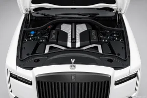 Rolls-Royce Black Badge Cullinan open bonnet and powertrain bay showing the under-bonnet layout in South Africa