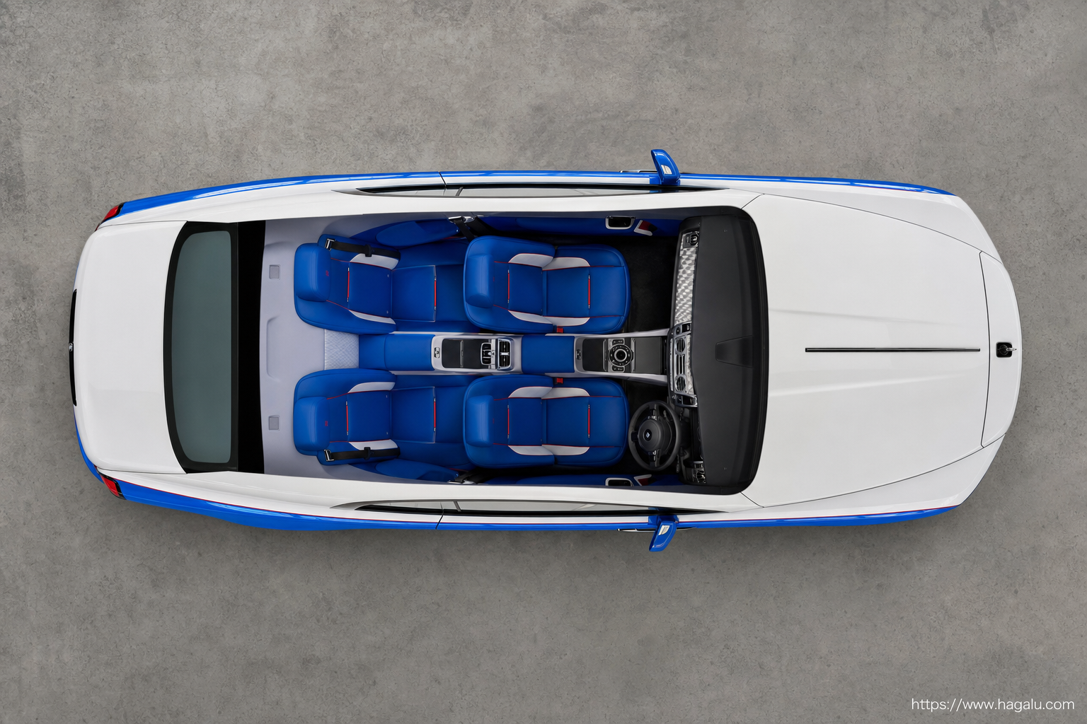 Rolls-Royce Black Badge Wraith top-down seating layout showing the roof design and cabin arrangement in South Africa