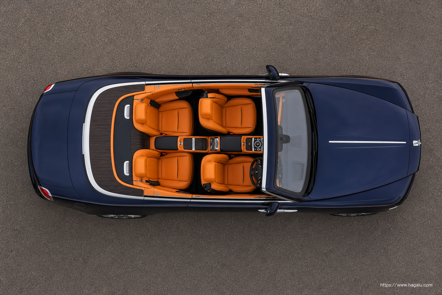 Rolls-Royce Dawn top-down seating layout showing the roof design and cabin arrangement in South Africa