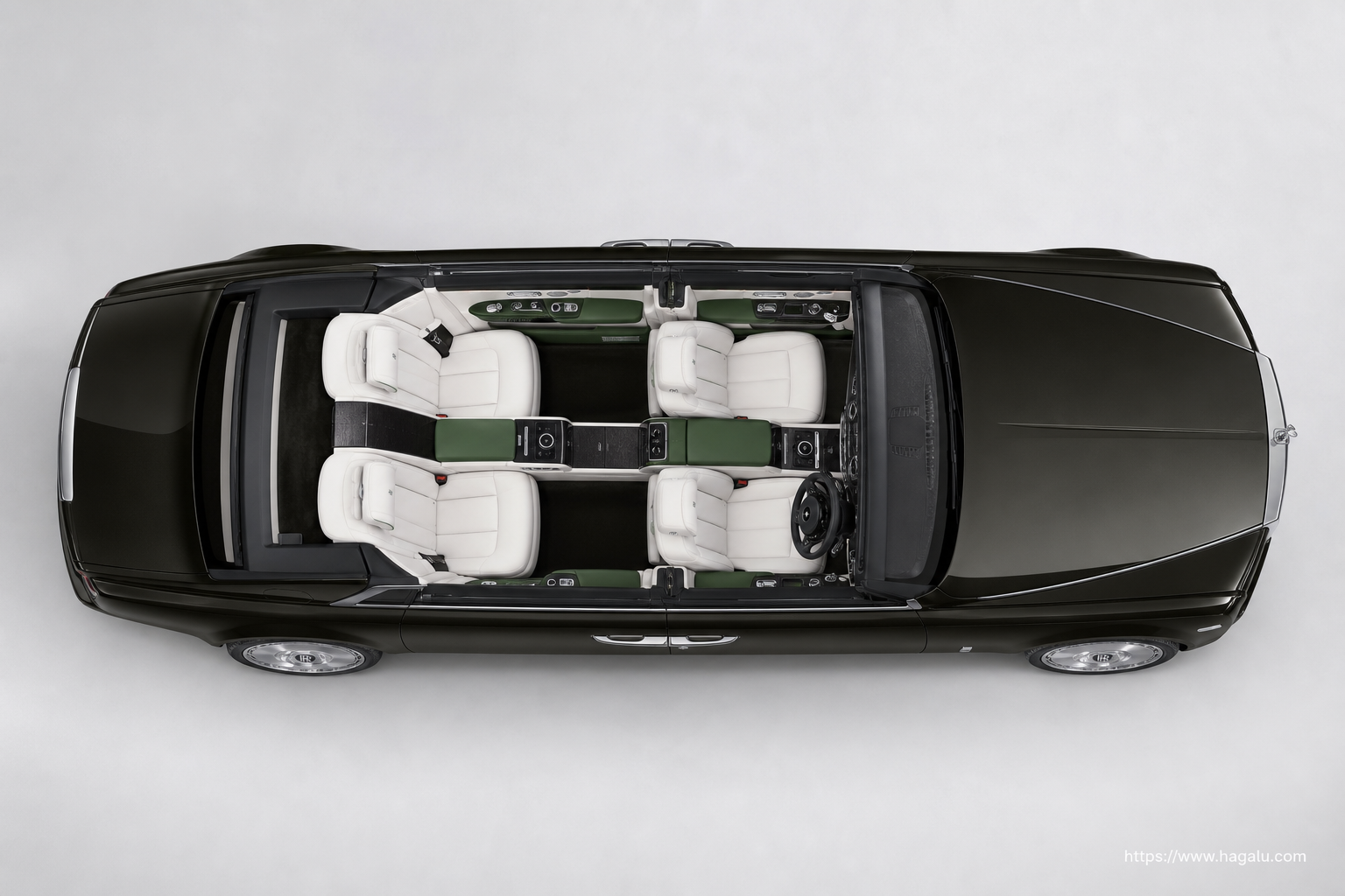 Rolls-Royce Phantom Extended top-down seating layout showing the roof design and cabin arrangement in South Africa