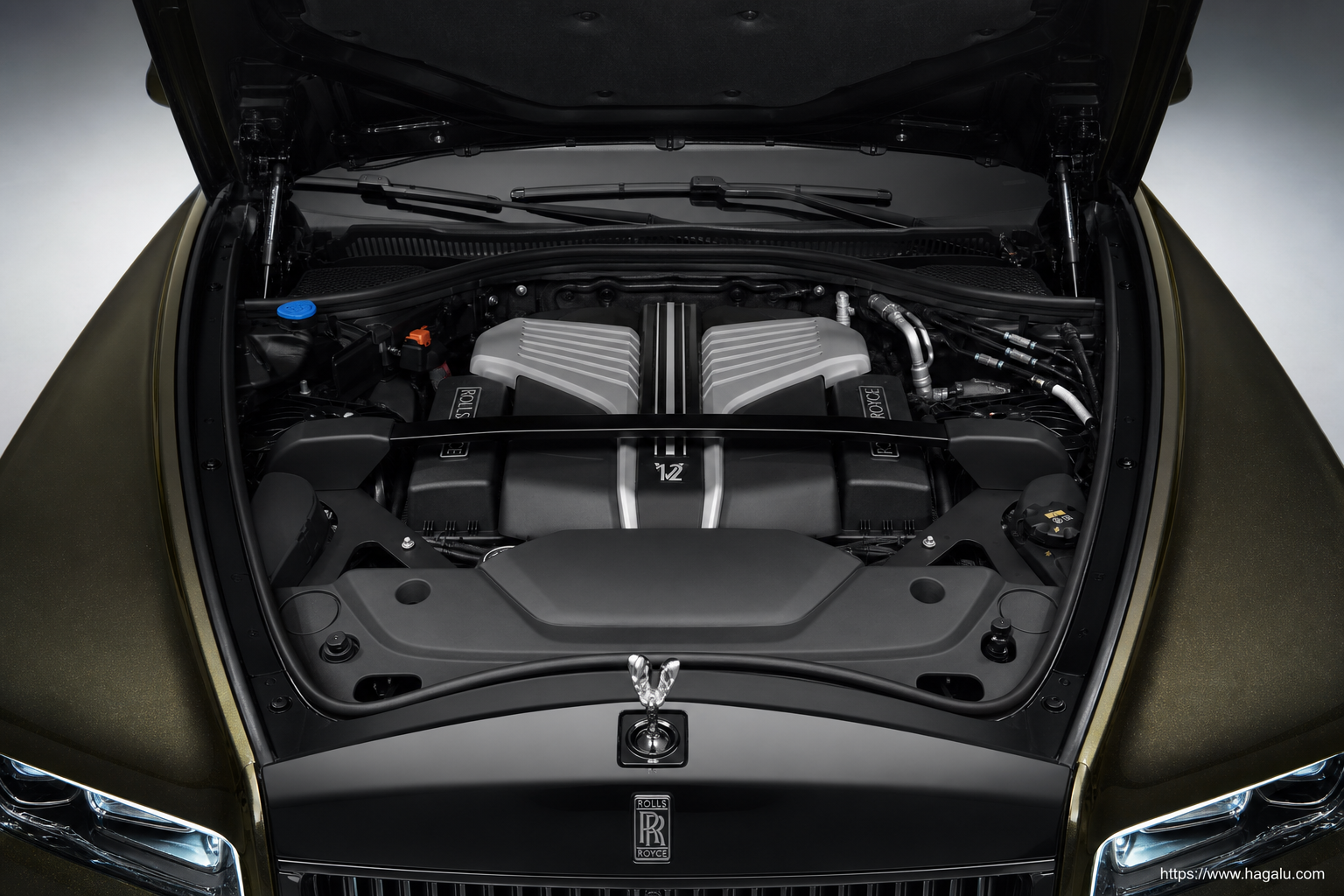 Rolls-Royce Phantom Extended open bonnet and powertrain bay showing the under-bonnet layout in South Africa
