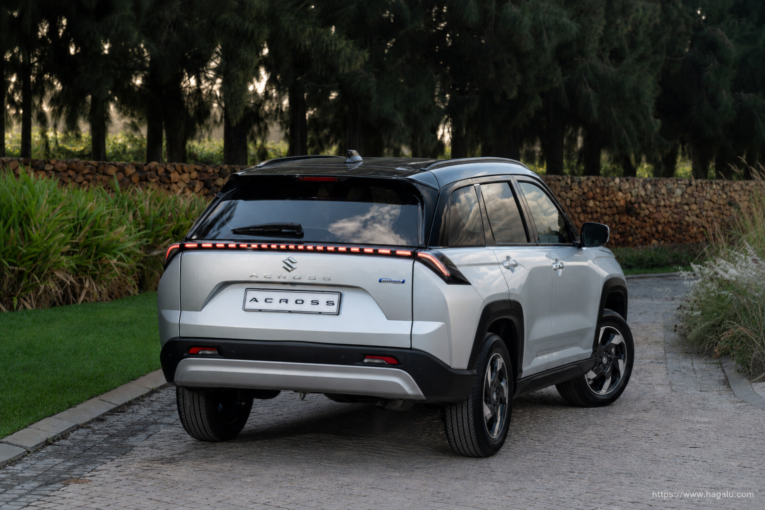 Suzuki Across rear three-quarter exterior showing the taillights, tailgate and rear design in South Africa