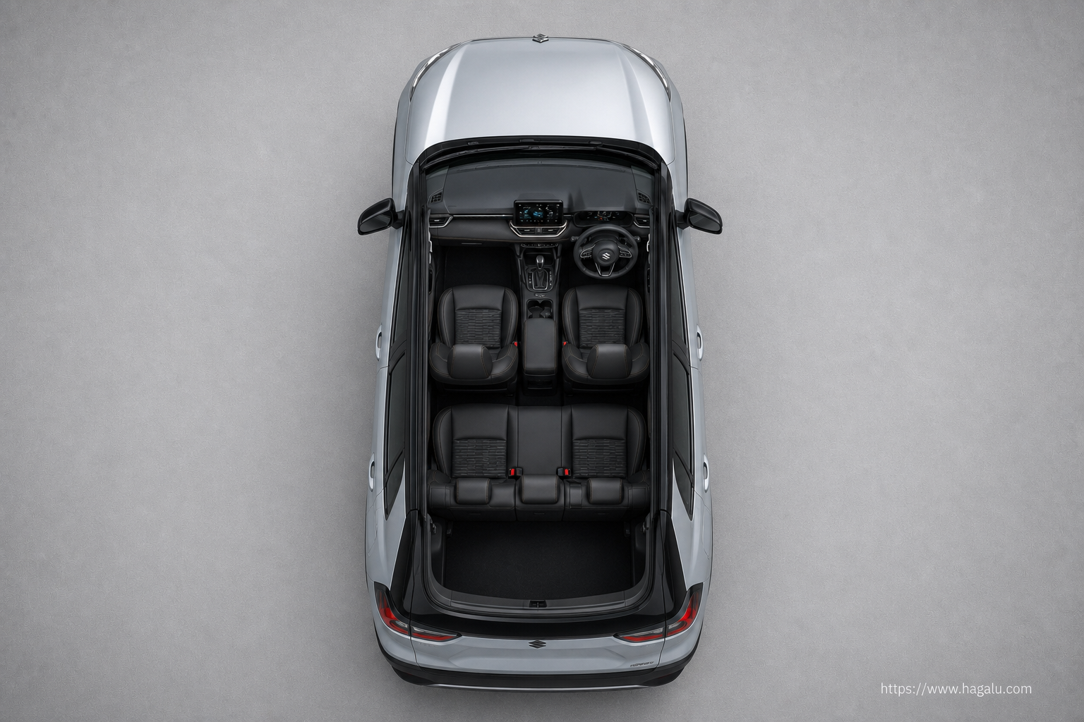 Suzuki Across top-down seating layout showing the roof design and cabin arrangement in South Africa