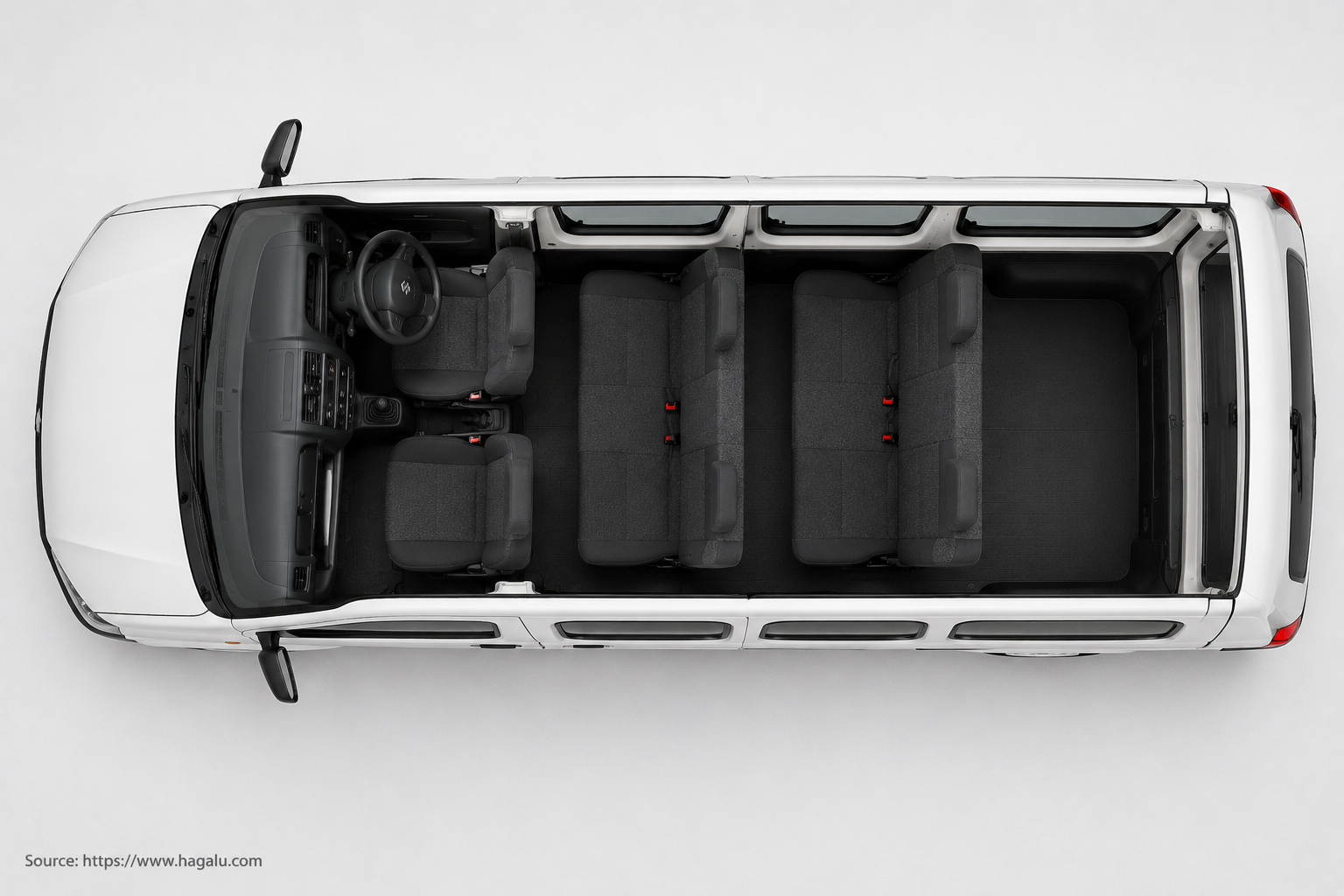 Suzuki Eeco top-down seating layout showing the roof design and cabin arrangement in South Africa