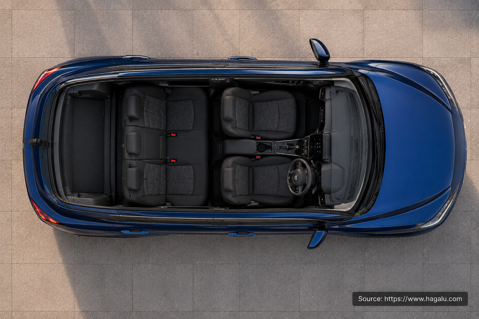 Suzuki Fronx top-down seating layout showing the roof design and cabin arrangement in South Africa