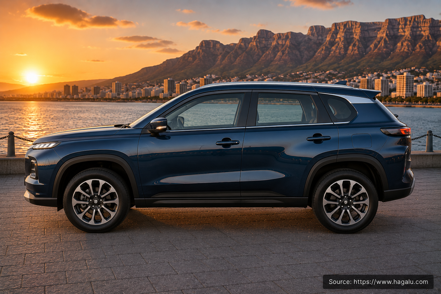 Suzuki Grand Vitara full side profile showing the roofline, doors and wheel design in South Africa