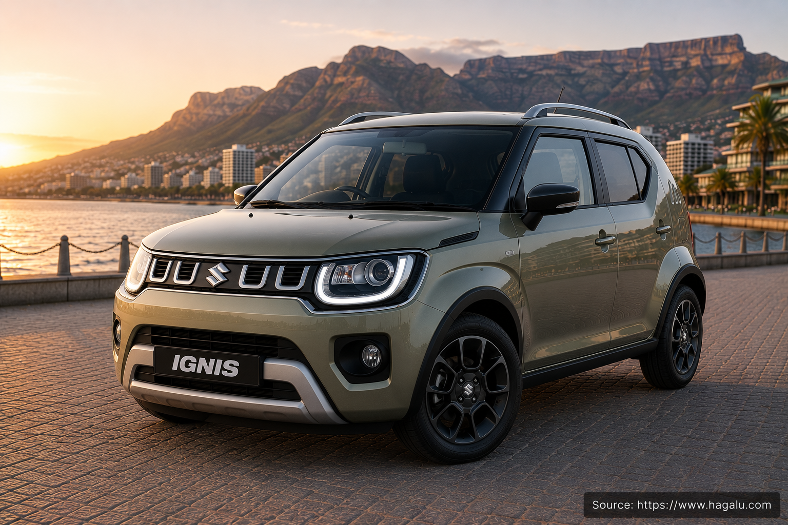 Suzuki Ignis front three-quarter exterior showing the grille, headlights and body design in South Africa