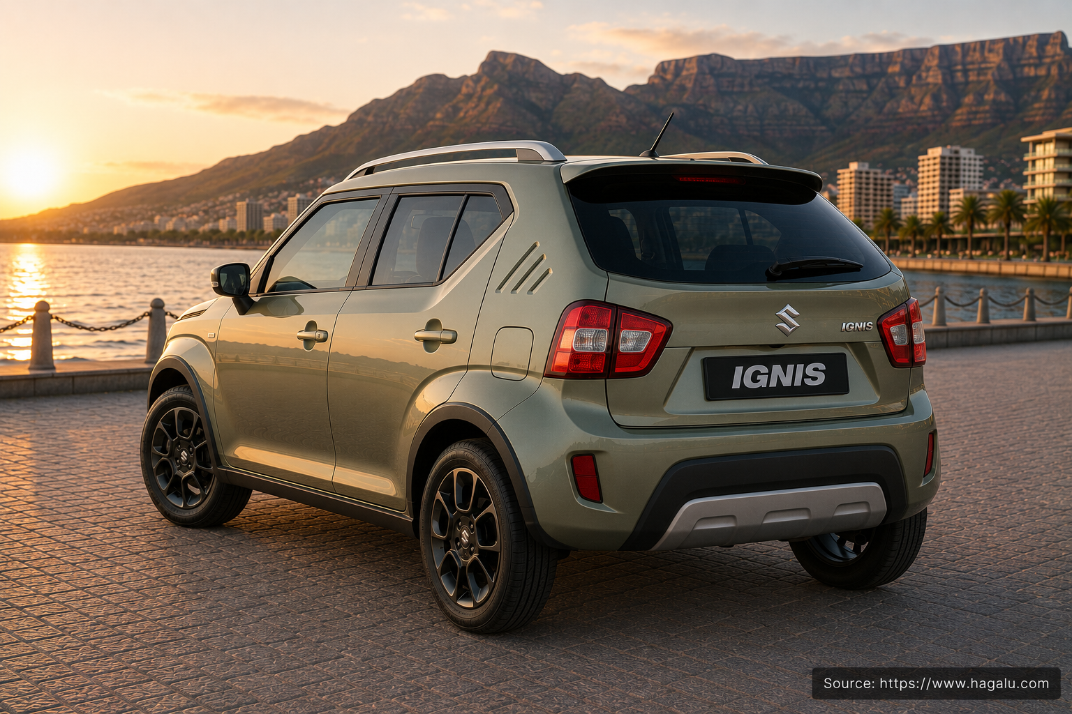 Suzuki Ignis rear three-quarter exterior showing the taillights, tailgate and rear design in South Africa