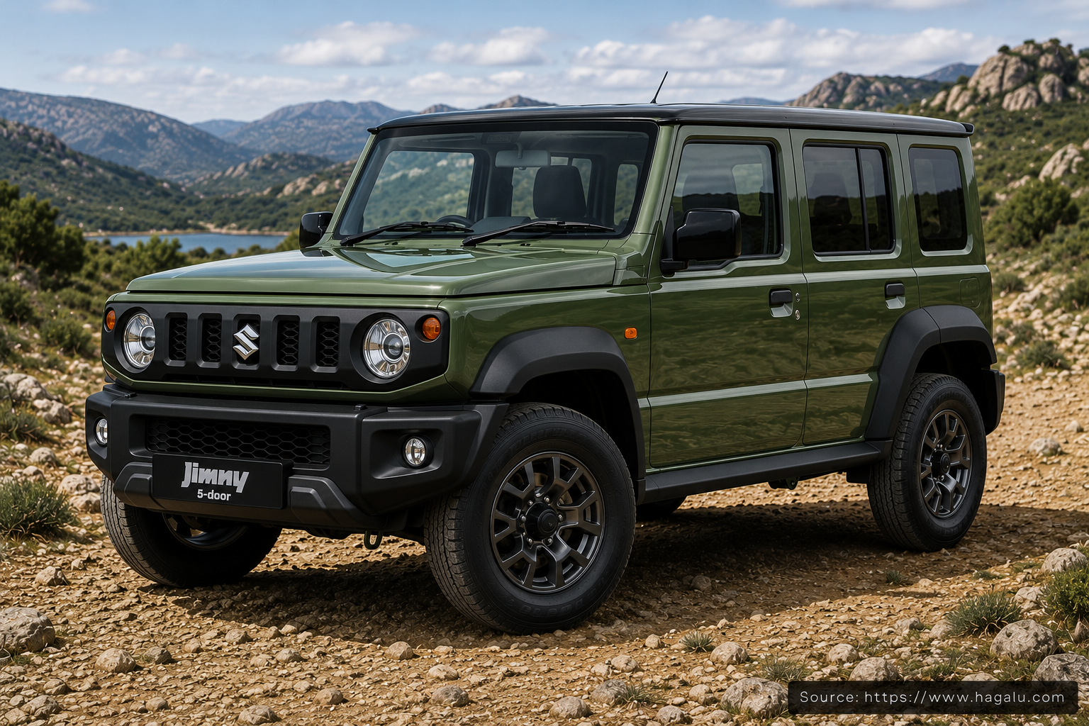 Suzuki Jimny 5-Door front three-quarter exterior showing the grille, headlights and body design in South Africa